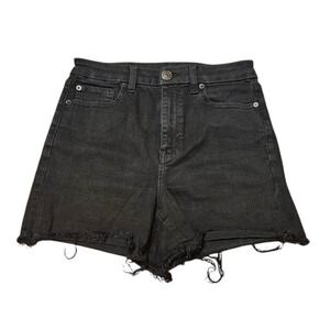 American Eagle Shorts Women Size 6 Black Frayed Hem Next Level Stretch High Rise